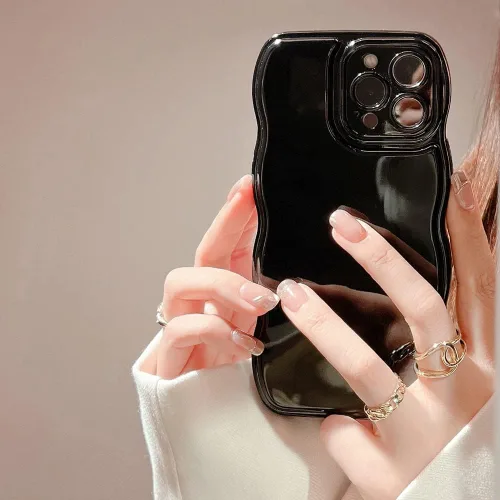 Vista 10 de FABSPARK - Funda para iPhone 11, diseño simple, marco ondulado, estética, silicona suave, color beige
