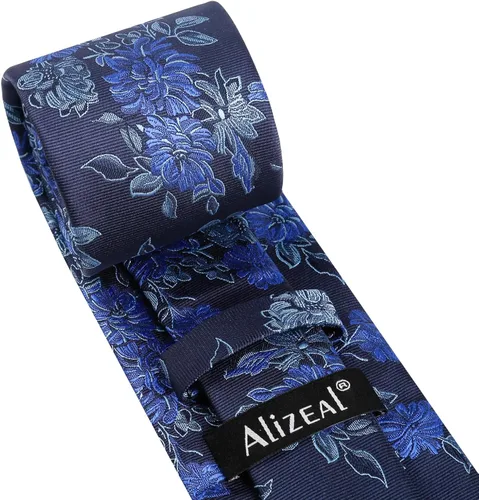 Vista 190 de Alizeal Mens 3.15inches Leaf Flower Pattern Tie with Floral Pocket Square Set
