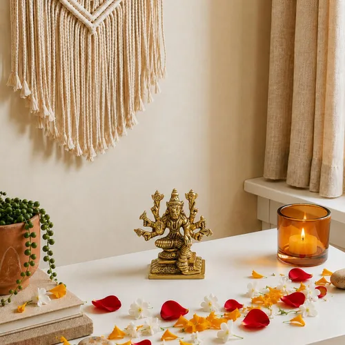Vista 3 de LOVENSPIRE Estatua de la diosa Varahi Devi Amman de latón macizo para Pooja (3 pulgadas) – Ídolo de la deidad espiritual india para decoración
