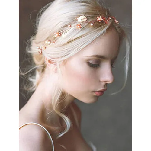 Vista 10 de Yean Diadema de novia para el pelo de la boda, accesorios de novia de hoja dorada para mujer