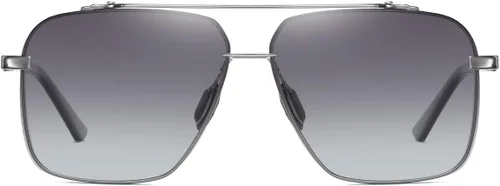 Vista 2 de ZHILE Gafas de sol cuadradas polarizadas para hombre - Marco de metal aviador de gran tamaño - Lentes de protección UV degradados