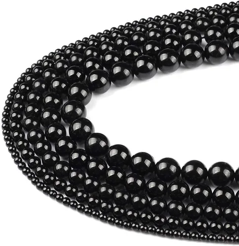 Vista 3 de Cuentas de turmalina negra genuina para pulseras, cuentas de piedras preciosas naturales y potentes para la fabricación de joyas