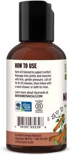 Vista 6 de Aceite Mahanarayan de Banyan Botanicals – Aceite de Masaje Ayurvédico 99% Orgánico – Aceite Herbal Penetrante Usado para Calentar, Confortar