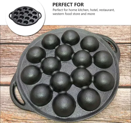 Vista 3 de Cabilock Mini moldes para tartas de hierro fundido Caracol Escargot Plate 15 agujeros de compartimiento molde negro para panqueques
