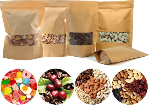 Vista 7 de 200 bolsas Kraft Ziplock de 5.9 x 8.7 pulgadas, bolsa de papel kraft reutilizable con muesca de desgarro y ventana mate para almacenamiento