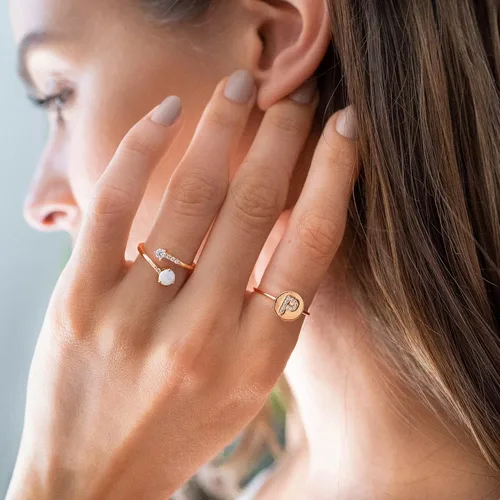 Vista 4 de PAVOI Anillo apilable chapado en oro de 14 quilates para mujer Anillos de moda