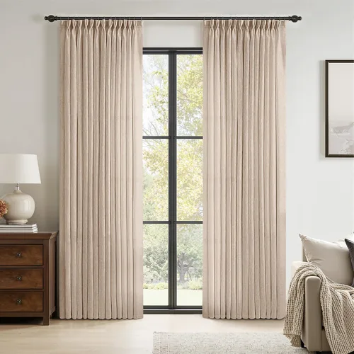 Vista 15 de MIULEE Cortinas de Lino con Pliegues Pinzados de 96 Pulgadas de Largo, Juego de 2 Paneles para Dormitorio y Sala de Estar, Cortinas