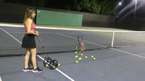 Vista 7 de Tolva de pelota de tenis para entrenadores y jugadores de tenis, escuelas y clubes, equipo/accesorio para canchas de tenis