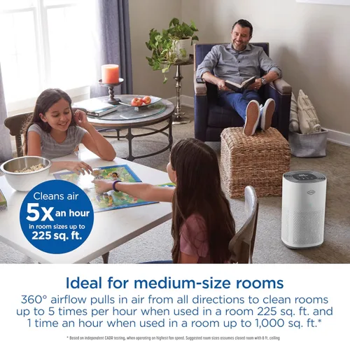 Vista 2 de Clorox - Purificadores de aire HEPA para el hogar, filtro HEPA verdadero, habitaciones medianas de hasta 1,000 pies cuadrados, elimina el 99.9%