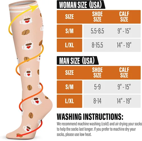 Vista 7 de FEYHAY Calcetines de compresión de cobre (5 pares) de 15-20 mmHg, la circulación es la mejor atlética y diaria para hombres y mujeres, correr