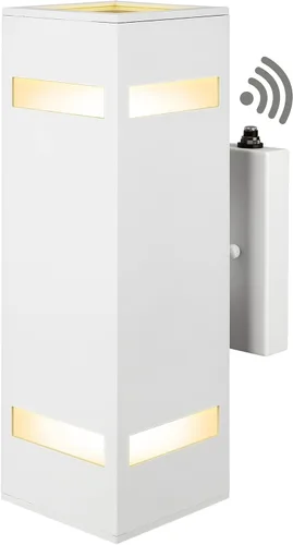 Vista 11 de Luces de pared para exteriores con sensor de anochecer a amanecer, paquete de 2, de aluminio, moderno, impermeable, cilíndrico, cuadrado, farol