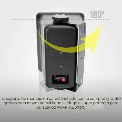 Vista 6 de Par de altavoces KICKER KB6B de 2 vías de gama completa para interior y exterior (par) Altavoces resistentes a la intemperie para patio, garaje Negro