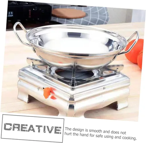 Vista 7 de Hemoton Olla caliente de acero inoxidable con tapa de doble asa, olla multiusos para cocina casera, calentamiento rápido de 10.62 pulgadas