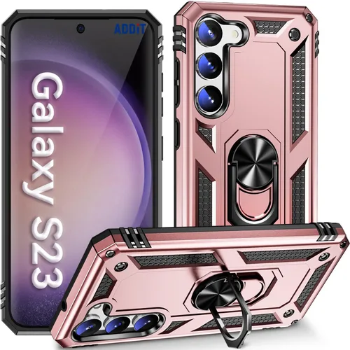 Vista 12 de ADDIT Funda S23 para Samsung Galaxy S23 de 6.1 pulgadas, con anillo de soporte, soporte ajustable, grado militar, protección resistente, a prueba