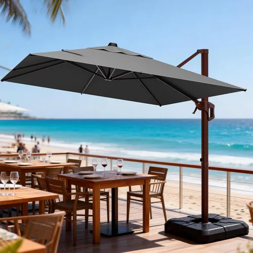 Vista 53 de Sombrilla de 10 x 13 pies para exteriores, sombrilla grande rectangular con viga voladiza, resistente, con rotación de 360°, sombrilla con Beige