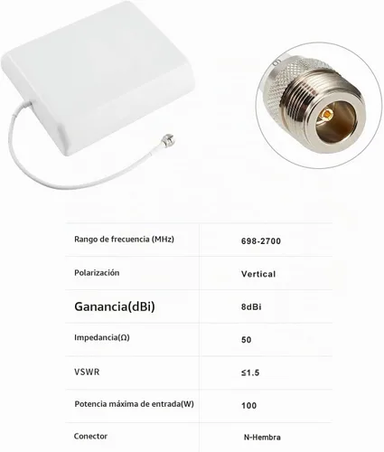 Vista 3 de XRDS-RF Antena de panel interior de banda ancha direccional de montaje en pared interno amplificador de señal 8dBi WiFi Antena externa 698 a 2700 MHz