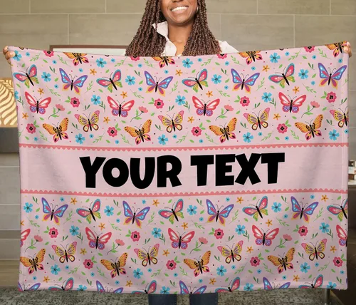 Vista 22 de Manta personalizada para niños – Unicornios (rosa), nombre/texto personalizado, manta de forro polar de felpa suave y acogedora, regalo