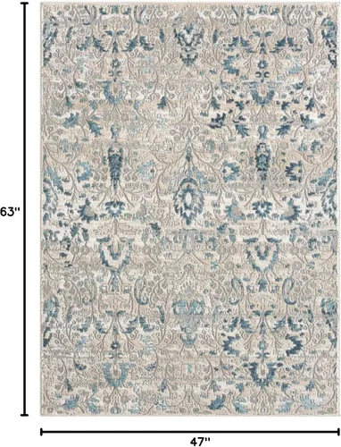 Vista 2 de LUXE WEAVERS Alfombra de área azul floral vintage 4x5