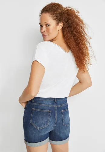 Vista 4 de De la Mujer dobladillo Plus tamaño Denim Shorts