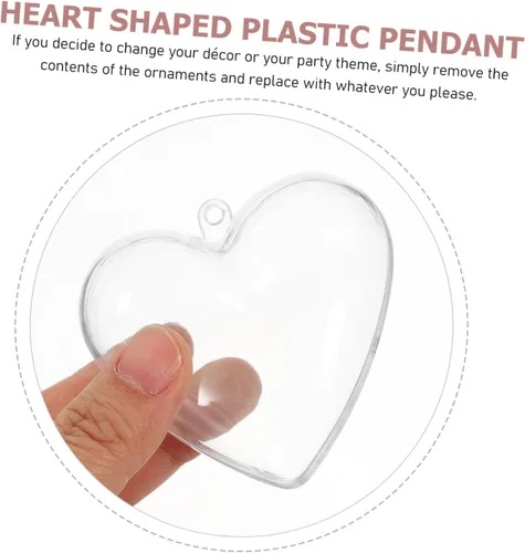 Vista 5 de 10 adornos de corazón rellenables para manualidades, adornos de Navidad en forma de corazón transparente para árbol de Navidad, boda, decoración