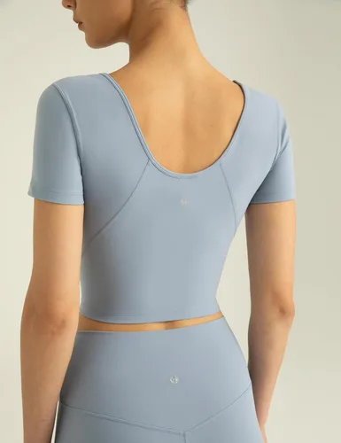 Vista 2 de Colorfulkoala Dreamlux - Camisetas de yoga de manga corta con cuello en V para mujer