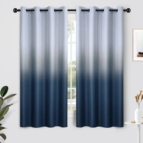 Vista 124 de SimpleHome Cortinas degradadas degradadas para oscurecer la habitación de 36 pulgadas de largo para dormitorio, con ojales y bloqueo de luz Negro
