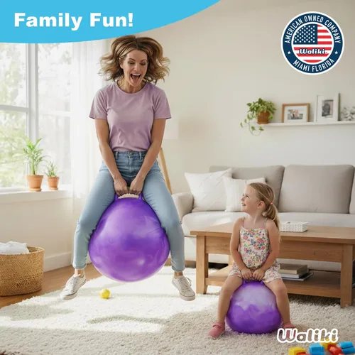 Vista 6 de WALIKI Hopper Ball Toy para niñas de 3, 4, 5 o 6 años, pelota de hippity hop, pelota de salto Regalo de cumpleaños genial Morado 18 pulgadas