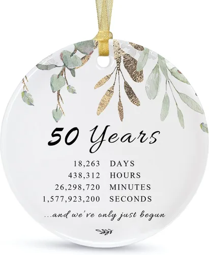 Vista 19 de Adorno de Navidad de aniversario de 10 años 2026, décimo para parejas, adorno de cerámica de diez años casados para decorar bodas en el hogar