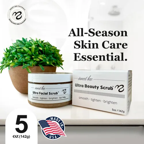 Vista 5 de Sweet Bee Naturals Exfoliante facial ultrafacial: exfoliante facial hidratante y limpiador diario suave para pieles sensibles, exfoliante de azúcar