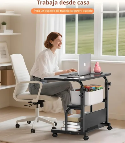 Vista 2 de QZMDSM Escritorio portátil con ruedas de altura ajustable para espacios pequeños, escritorio de computadora de 32 pulgadas, mesas de dibujo