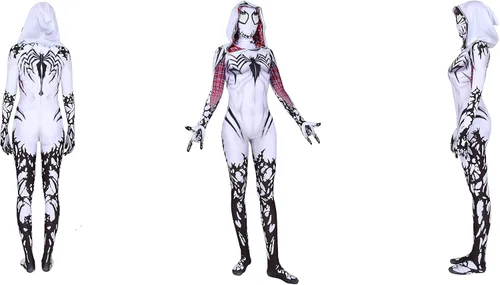 Vista 3 de Gwen Stacy - Disfraz de superhéroe de tela de elastano en el versículo de araña Gwenom