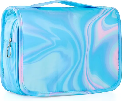 Vista 9 de Bolsa de aseo colgante de tie dye para niñas, bolsa de aseo de viaje para adolescentes, impermeable, para maquillaje y artículos de tocador, bolsa