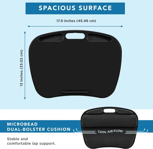 Vista 6 de LAPGEAR MyDesk Escritorio de Regazo con Repisa para Dispositivos y Soporte para Teléfono - Negro - Se Adapta a Portátiles de hasta 15.6 Pulgadas
