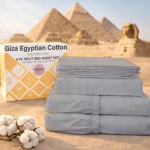 Vista 26 de MyGiza Sheets, Juego de sábanas 100% de algodón egipcio Giza, tamaño individual, para adaptarse a colchones de hasta 15 pulgadas de profundidad