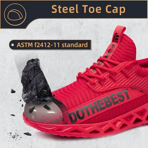 Vista 66 de Furuian - Tenis con punta de acero para hombres y mujeres, zapatos de seguridad ligeros, cómodos, a prueba de pinchazos, zapatos de trabajo
