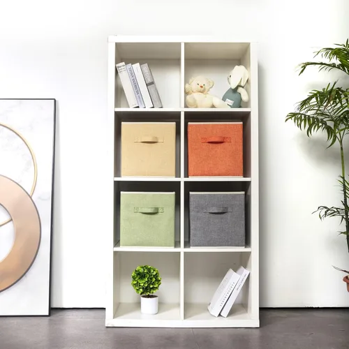 Vista 3 de Organizador de Cubos de Almacenamiento Contenedor 10.5" x 10.5" x 11" Cajas Grandes Canasta de Tela con Asas para Organizar Estantes Armario Ropa