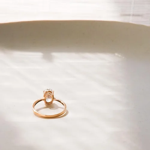 Vista 6 de espere Anillo de compromiso clásico de moissanita de 1.5 quilates con corte ovalado para siempre, oro sólido, anillo de novia de oro rosa de 14