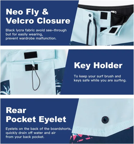Vista 5 de SURF CUZ Shorts de Tabla/Playa para Hombre con Elasticidad en 4 Direcciones para Natación