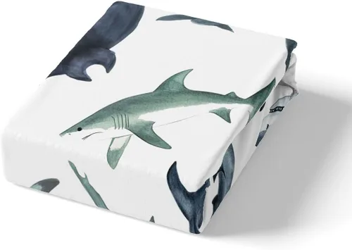 Vista 4 de Feelyou Juego de funda de edredón de tiburón, vida marina, tema oceánico, para niños, funda de edredón con estampado de tiburón 3D, funda de edredón