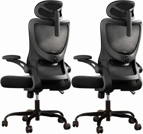 Vista 21 de Marsail - Silla ergonómica de oficina - Silla de escritorio con respaldo alto de malla y soporte lumbar ajustable, silla giratoria con ruedas