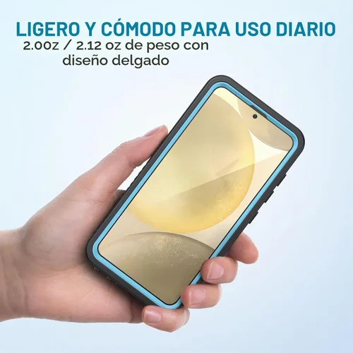 Vista 5 de Lanhiem Funda para teléfono Samsung Galaxy S24+ Plus, IP68 impermeable a prueba de polvo con protector de pantalla integrado, carcasa protectora Azul
