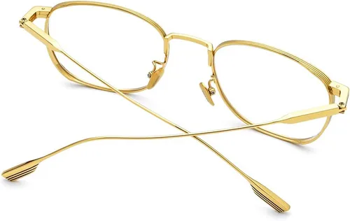 Vista 6 de FONEX Marco de gafas de titanio, marco óptico de lentes de miopía para hombres y mujeres 8517 Dorado