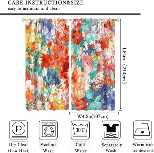 Vista 24 de Cortinas opacas con estampado de flores de cachemira, estampado de cachemira sobre fondo blanco, para decoración del hogar, cocina, restaurante