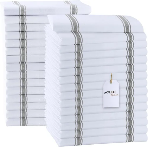 Vista 10 de Paquete de 30 paños de cocina de 100 % algodón con rayas azules, paños de cocina de 15 x 25 pulgadas, paños de cocina para lavar platos, trapos