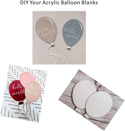 Vista 2 de Hello World - Tarjetas mensuales de acrílico para bebé, 3 piezas en blanco para anuncio de nacimiento, placa de regalo, letrero de hospital