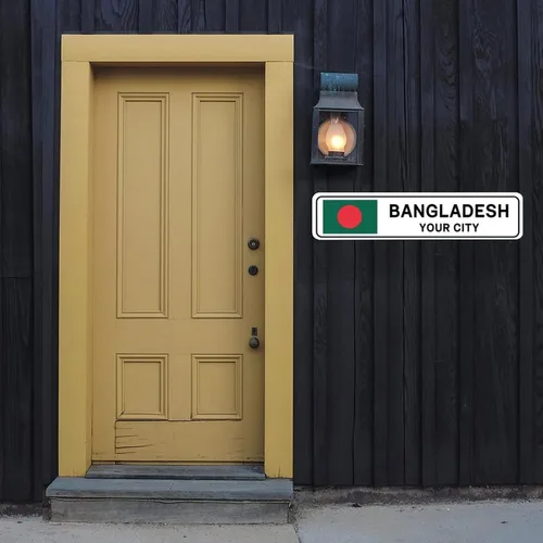 Vista 3 de Letrero de calle de Bangladesh personalizado con nombre de la ciudad, placa de lata de metal de Bangladesh para decoración del hogar, regalo