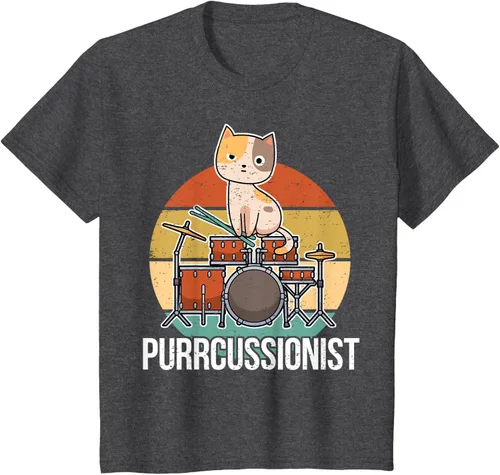 Vista 40 de Funny Percussion Drummer Drumming Drums Saying I Kitten Cat Camiseta, Negro, S
