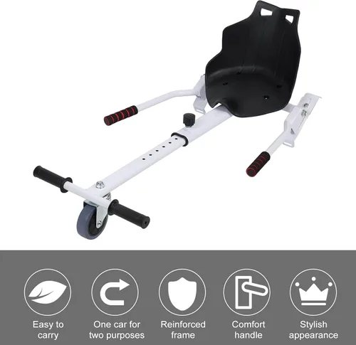 Vista 4 de Accesorio de asiento Hoverboard de capacidad de 265 libras, 27 a 39 pulgadas de longitud ajustable, accesorio de Go Kart con asiento cómodo
