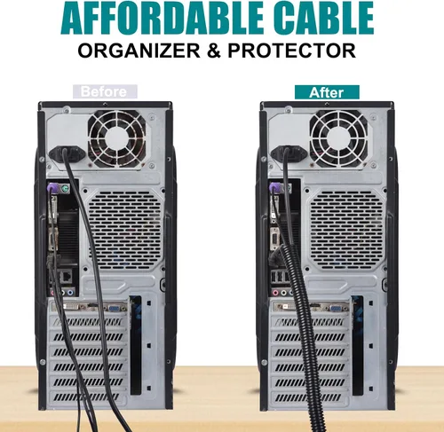 Vista 4 de ALLWIN Conducto de cable de telar de alambre dividido de 1/4 de pulgada, protector de cable de 30 pies, conducto flexible de cable automotriz