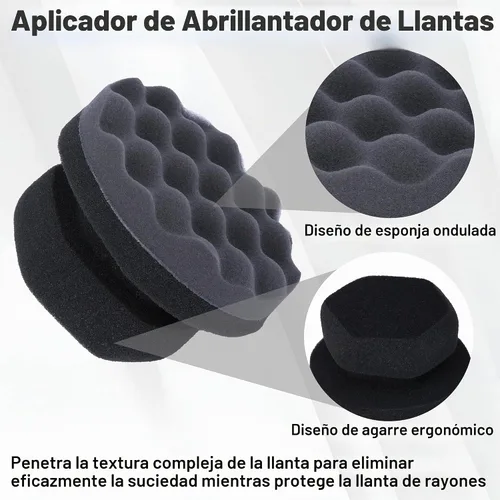 Vista 3 de 2 piezas de almohadillas aplicadoras de brillo para neumáticos, aplicador de apósito para neumáticos con agarre hexagonal, esponja de espuma